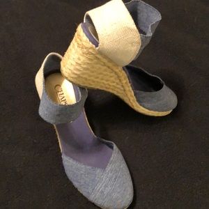 Chaps brand blue wedge heel